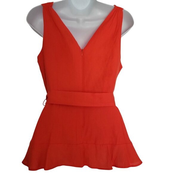 DO+BE Women's Sleeveless Wrap-Style Peplum Top Waist Tie Orange/Red- L - Picture 2 of 8